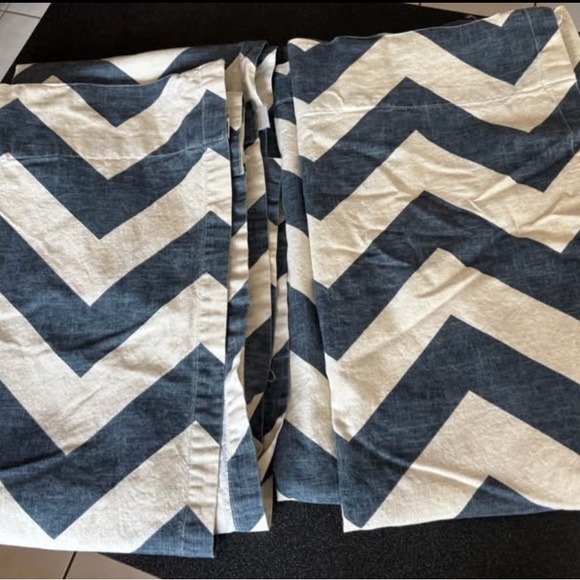 West Elm Chevron Curtains in Navy and White - Picture 2 of 5